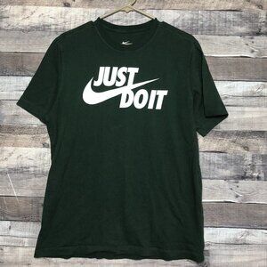 Nike Tee Shirt Adult M Just Do It Green Graphic Logo Casual Cotton Athletic